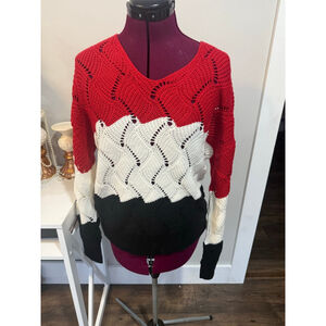 Red, White, Dark Blue Sweater Unbranded Small